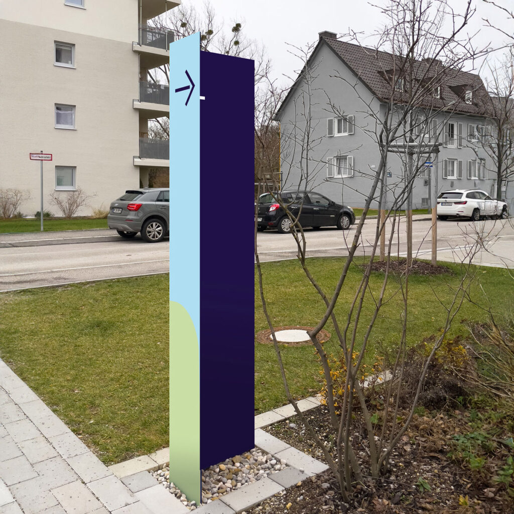 Ansicht einer Stele für die Münchner Wohnen Mobilitätsstation